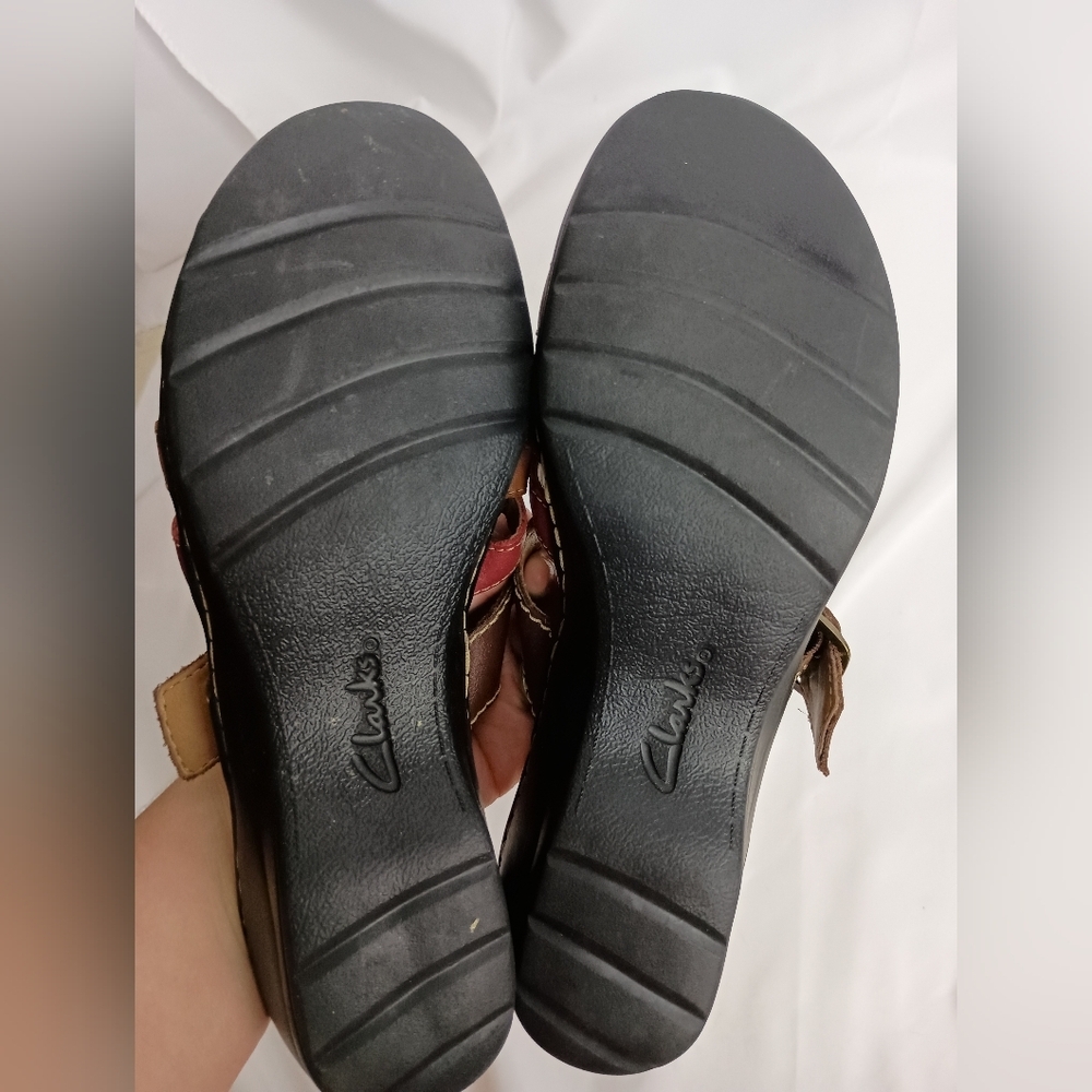 Clarks Women's Strappy 8 Brown Red Summer Casual Boho Slip On Sandals (#3) - Picture 7 of 8